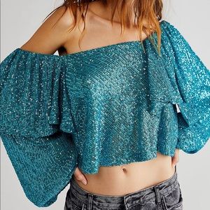 Free People Shimmer Top in Holly Leaf